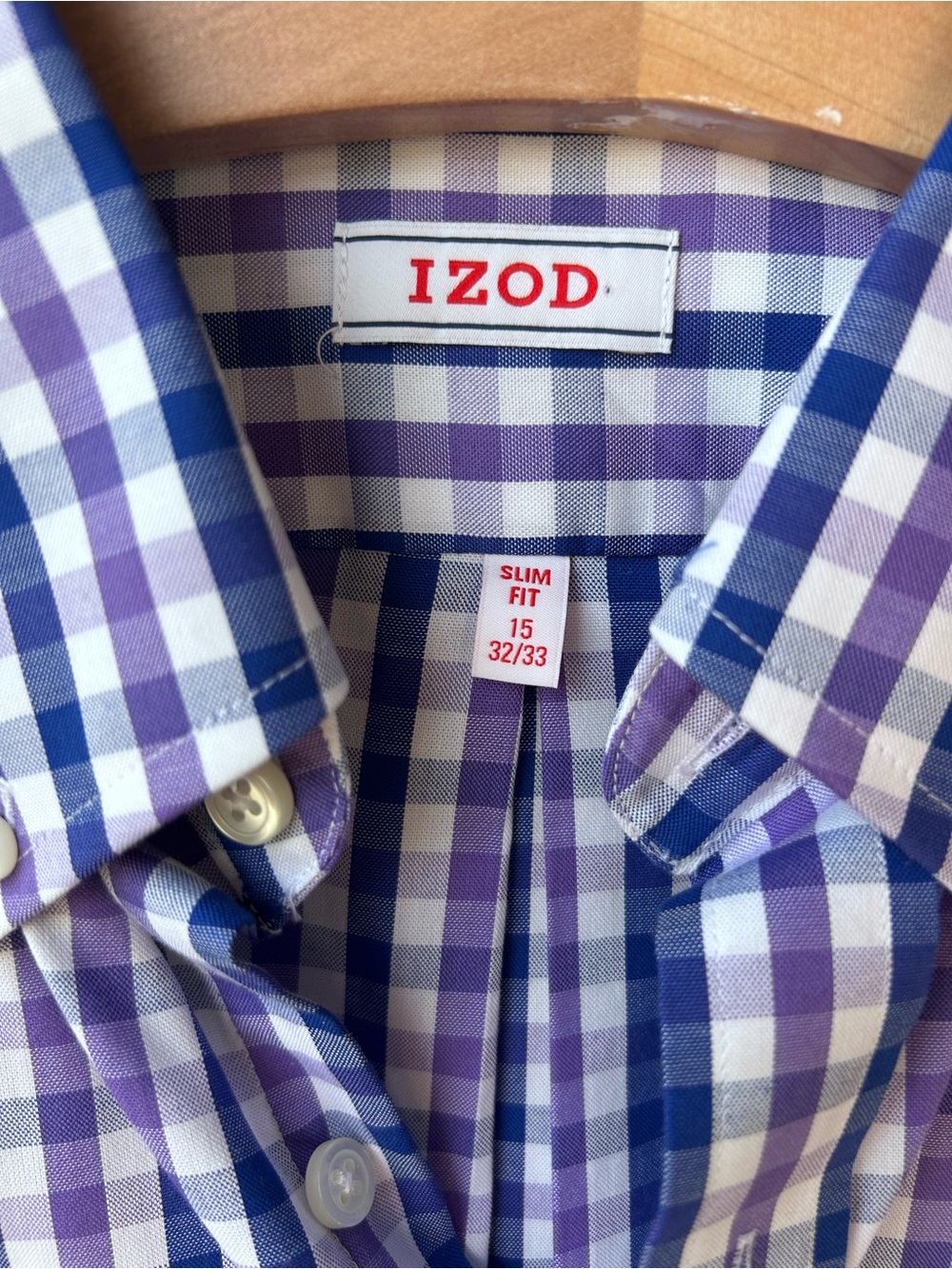 Izod Blue and Purple Checked Button-Down Shirt